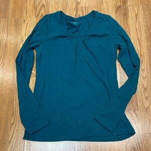 Medium long sleeve green sparkly LOFT shirt.
